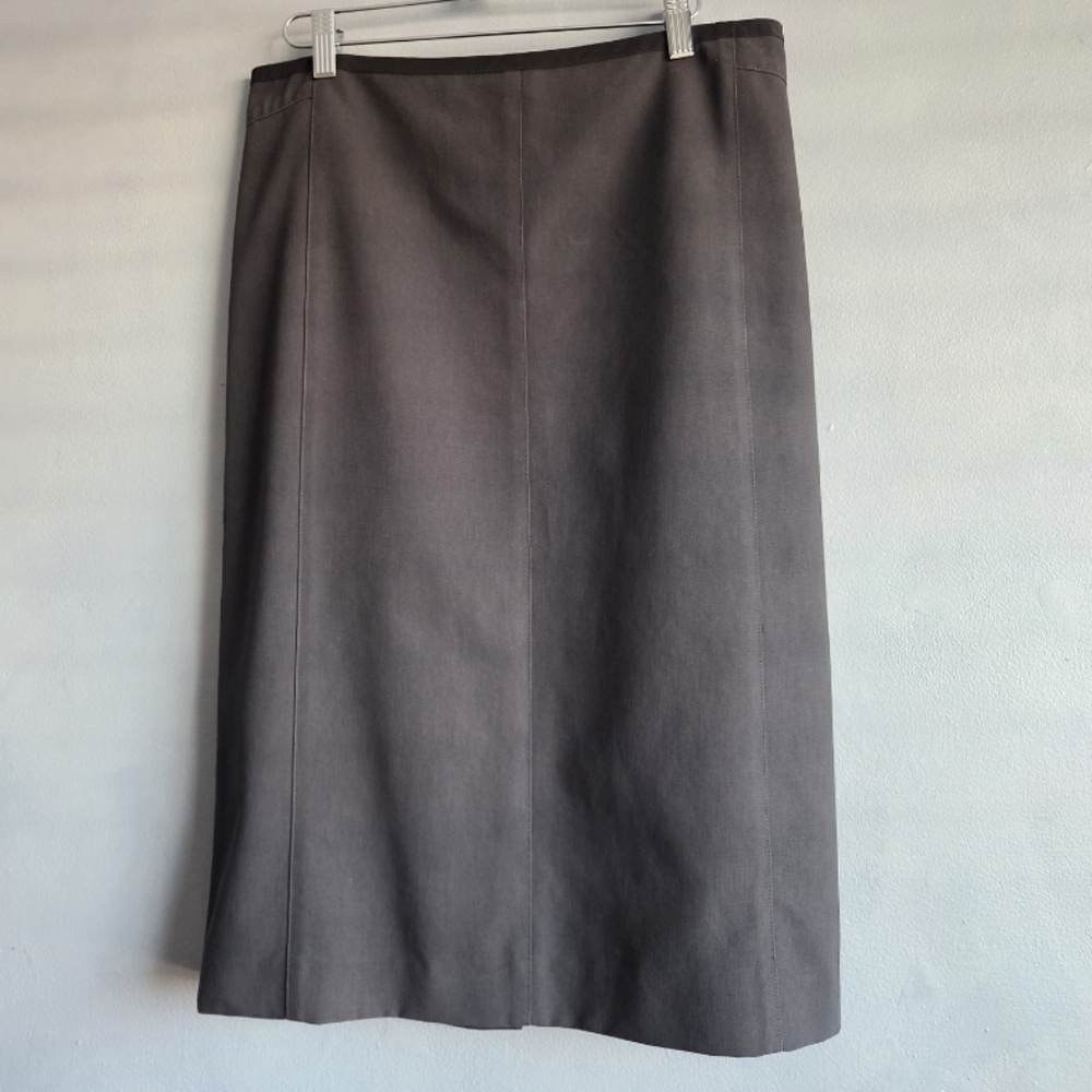NARCISO RODRIGUEZ DARK GREY CANVAS COTTON PENCIL SKIRT, SIZE US, 6, NEW